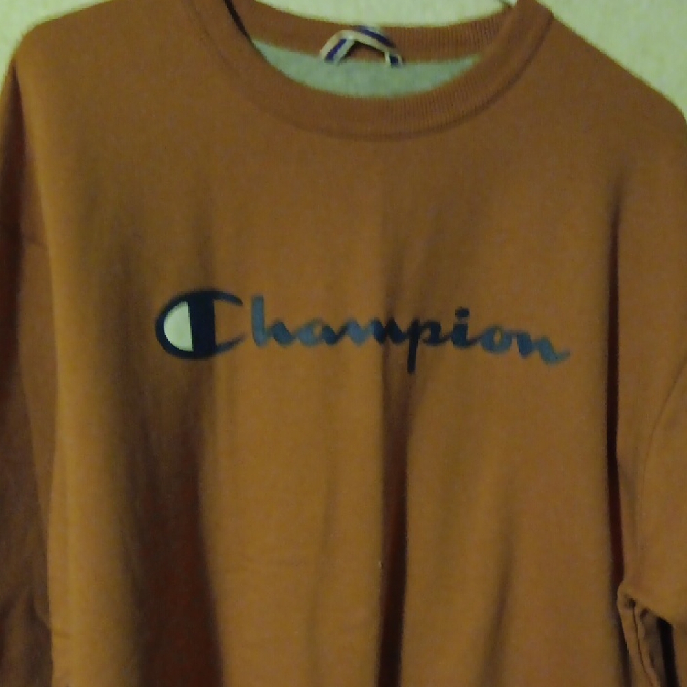 Men's Champion Orange Scripted Logo Sweatshirt